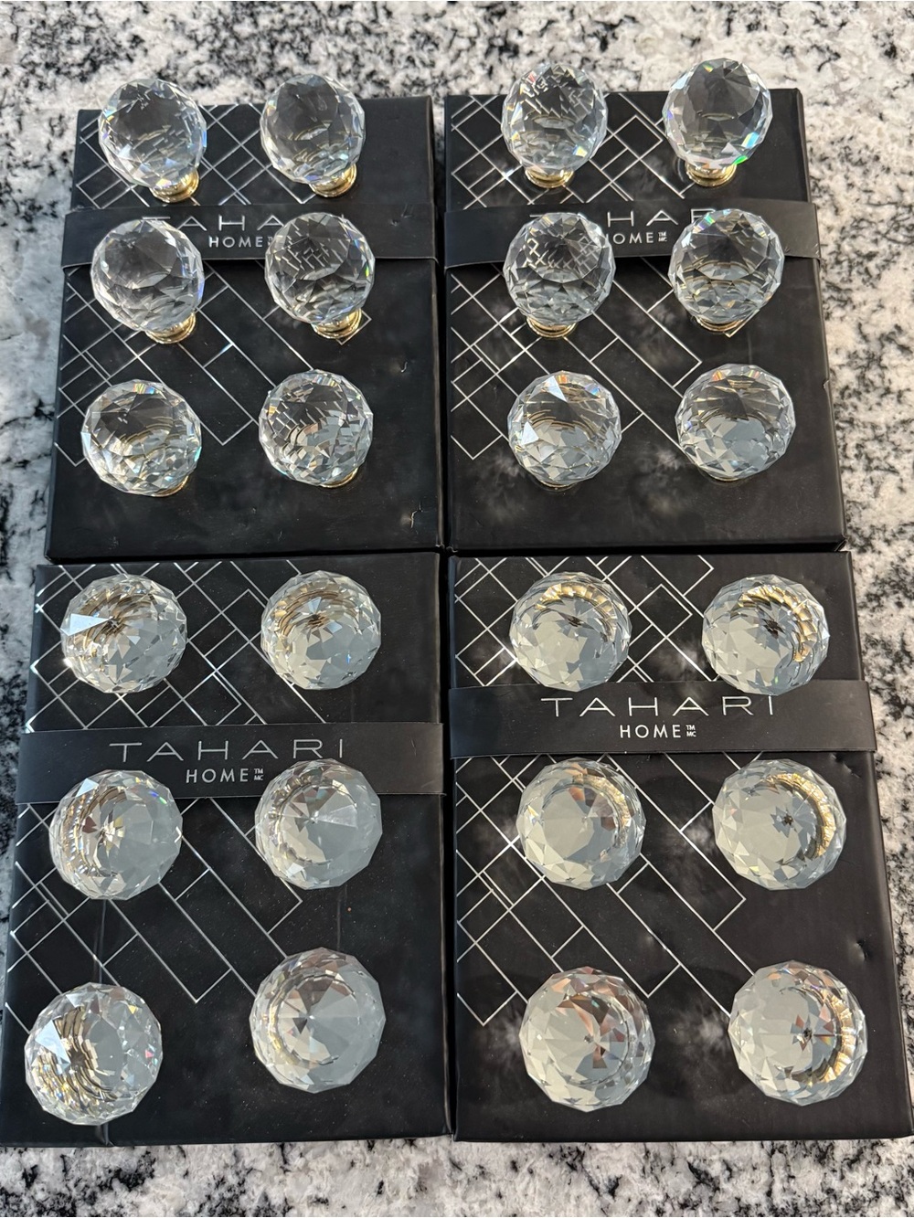 Tahari Clear Crystal Cabinet Knobs with Gold Bases